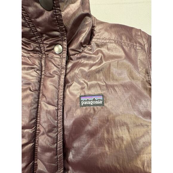 Patagonia Girls Medium 10 Insulated Long Coat Cocoa Parka Full Zip Pockets - Picture 13 of 14